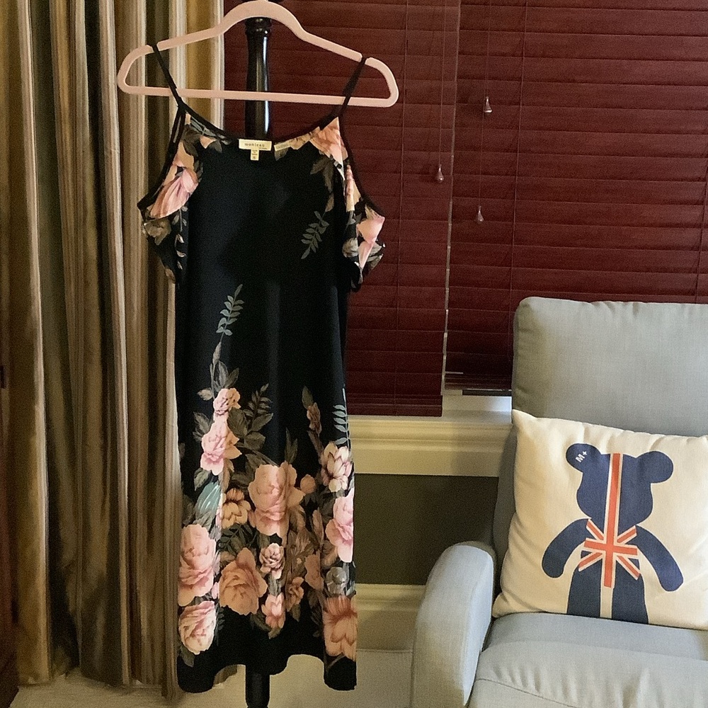 Monteau Black Floral Mini Dress